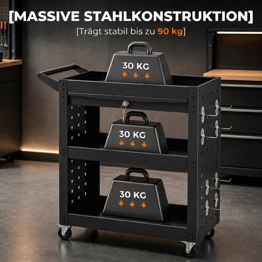 Homcom Gereedschapswagen 78L - Zwart - afbeelding 6 van 6