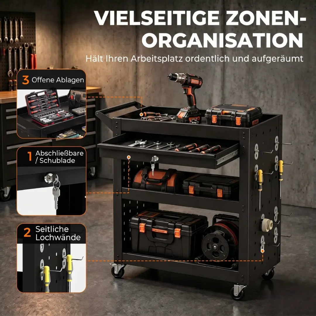 Homcom Gereedschapswagen 78L - Zwart