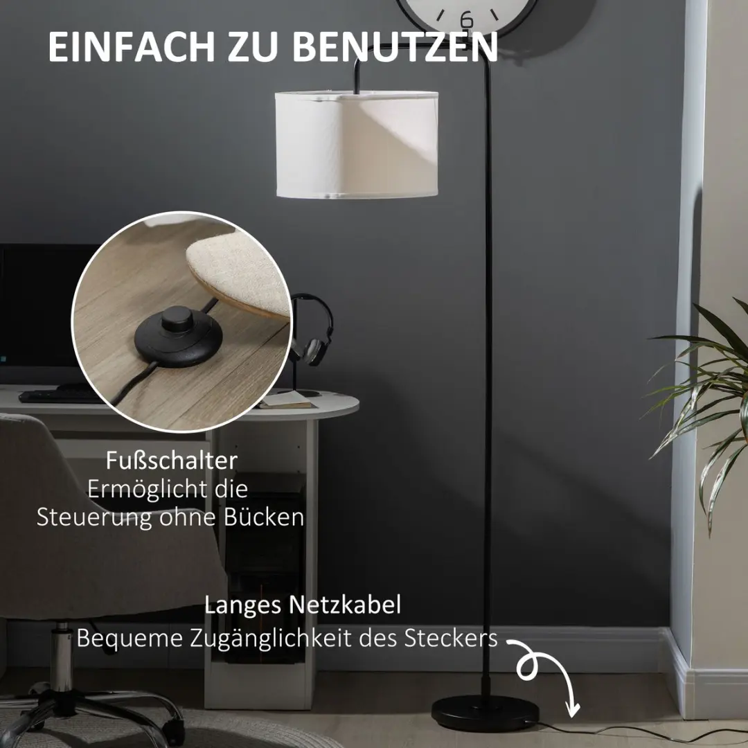 Homcom Staande Lamp Weiß - 163,5cm