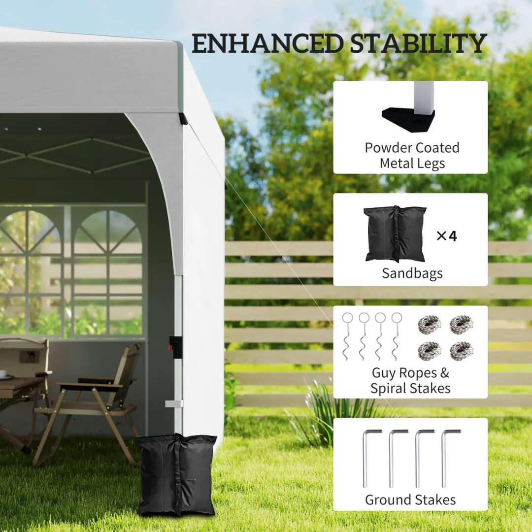 Outsunny Pop-up Luifel 292x292x270cm - Crème