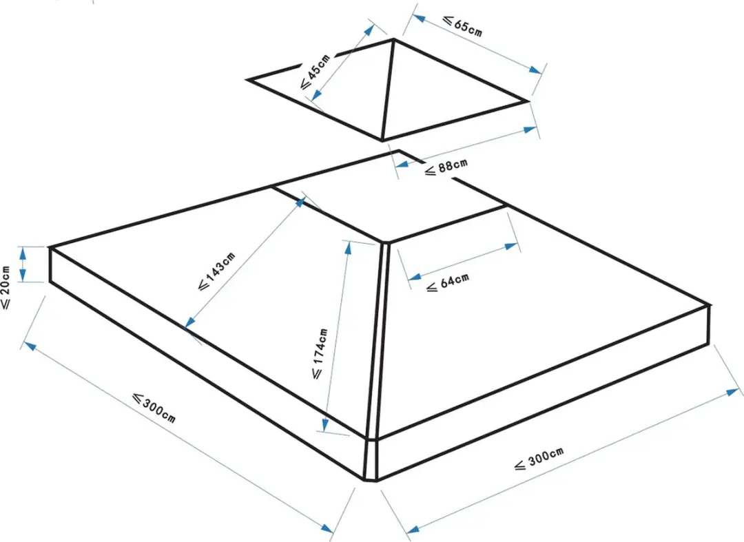 Outsunny Vervangingsdak Tuinpaviljoen 3x3/3x4m - Cremewit - afbeelding 6 van 6