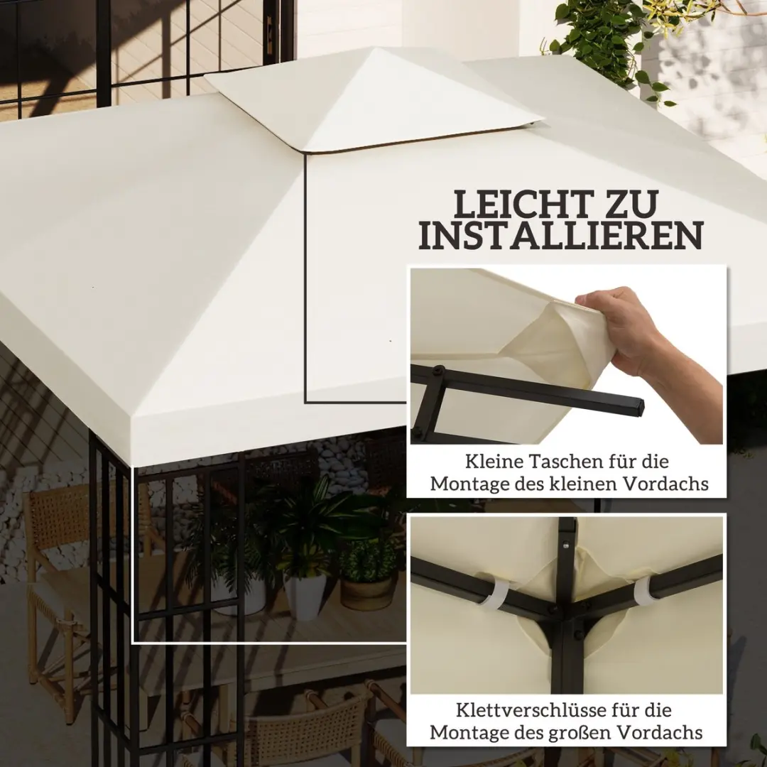 Outsunny Vervangingsdak Tuinpaviljoen 3x3/3x4m - Cremewit