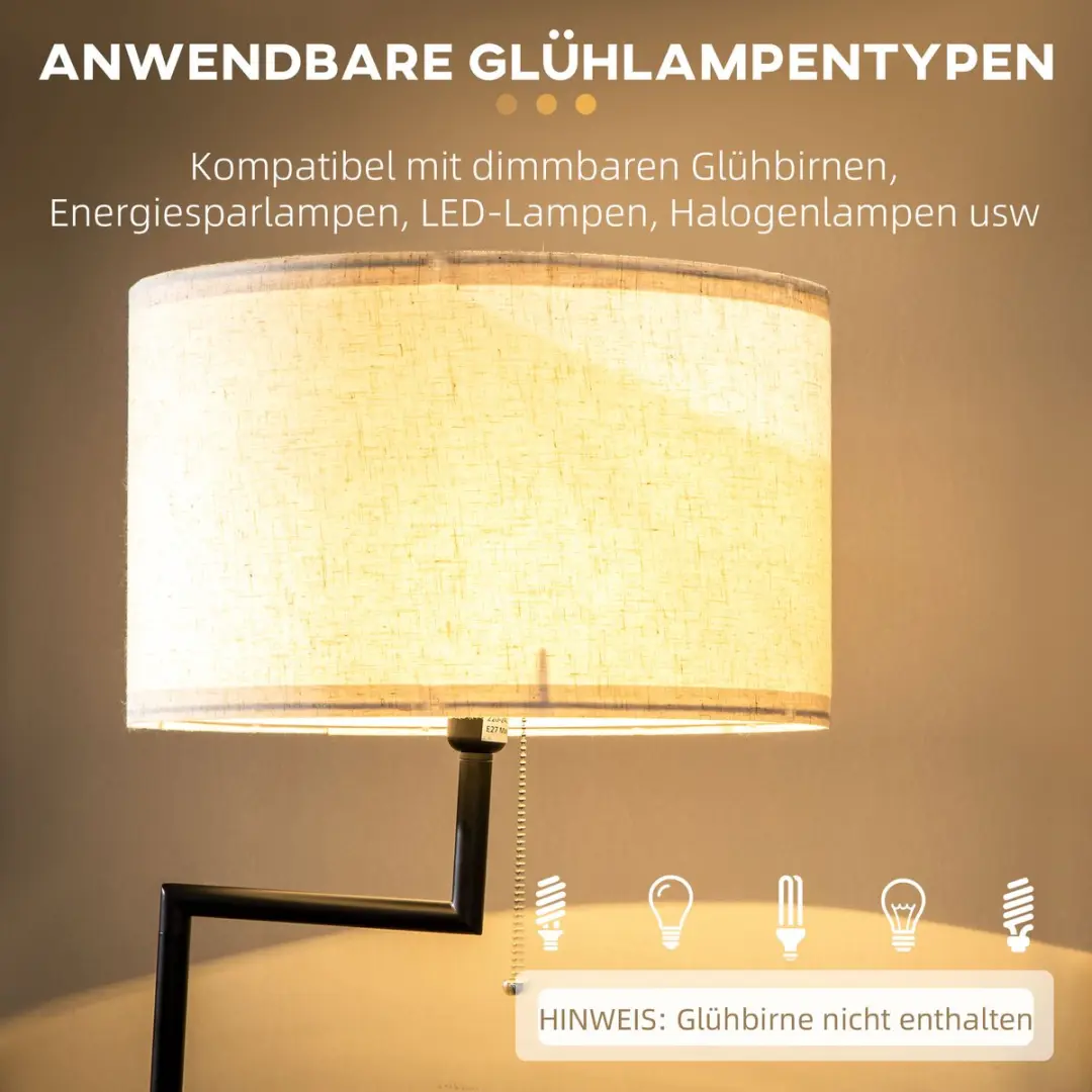 Homcom Stehleuchte 40x40x170cm - 40W - Wit