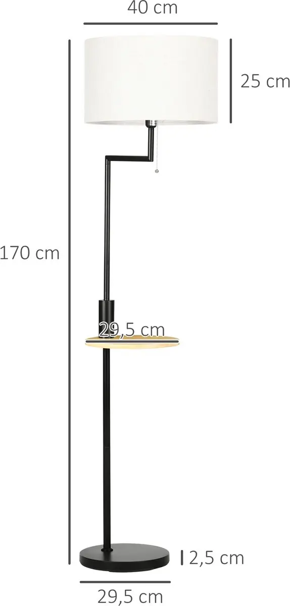 Homcom Stehleuchte 40x40x170cm - 40W - Wit