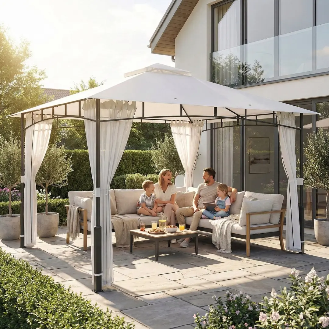 Outsunny Tuingazebo Metaal 360x300x275cm - Zwart