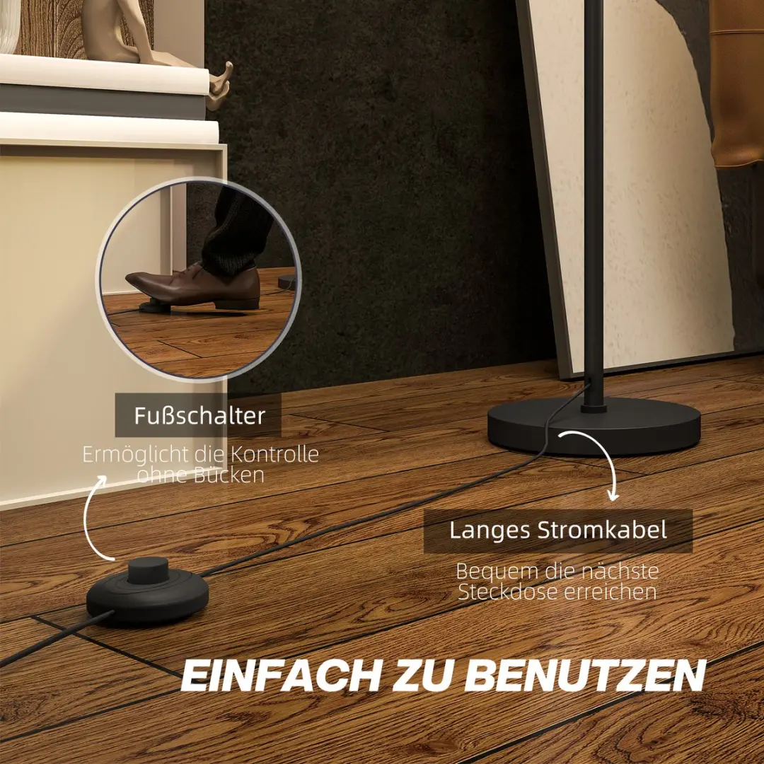 Homcom Staande Lamp Metallisch - 33x33x152,5cm - Zwart/Wit