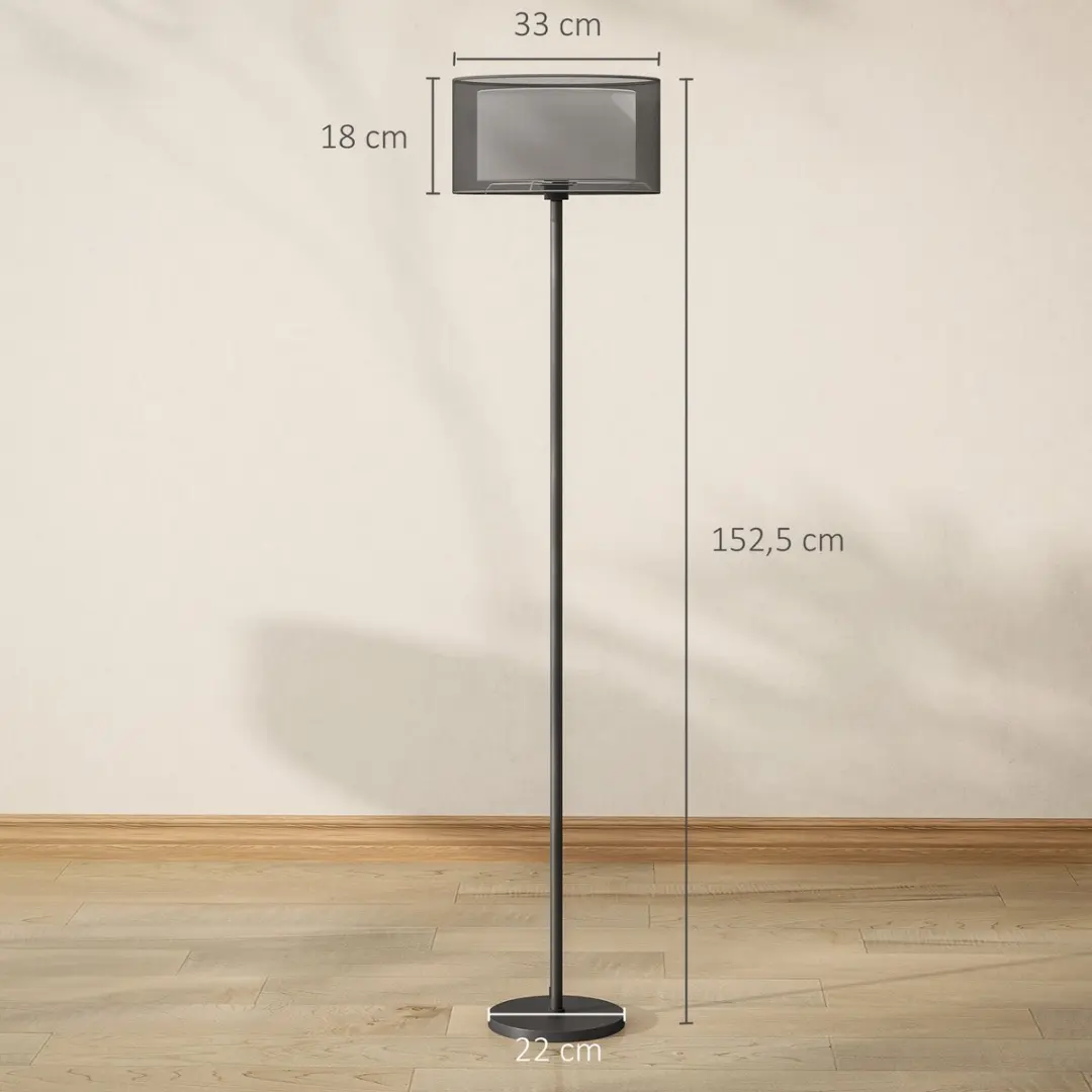 Homcom Staande Lamp Metallisch - 33x33x152,5cm - Zwart/Wit