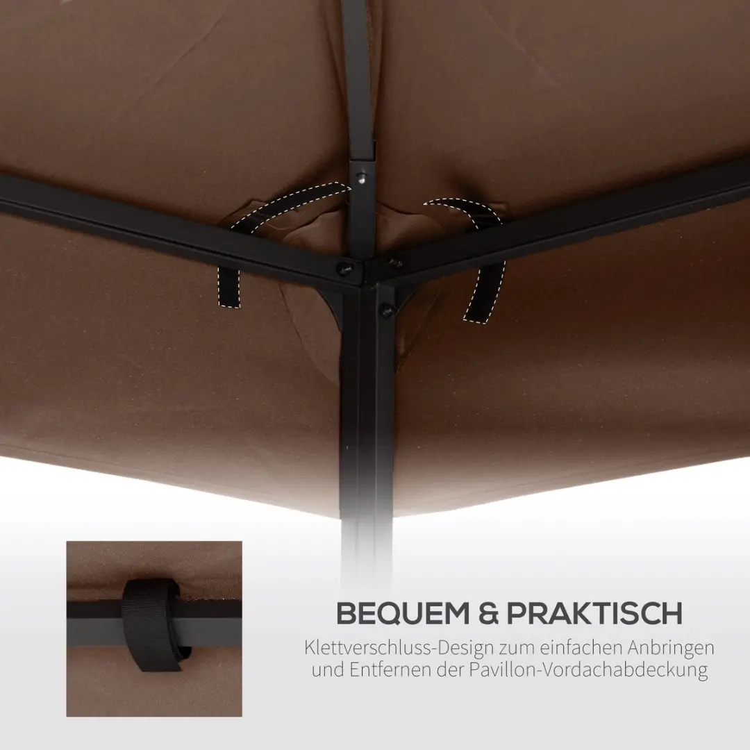 Outsunny Vervangend Dak 3x3m - Kaffee - Tuinpaviljoen