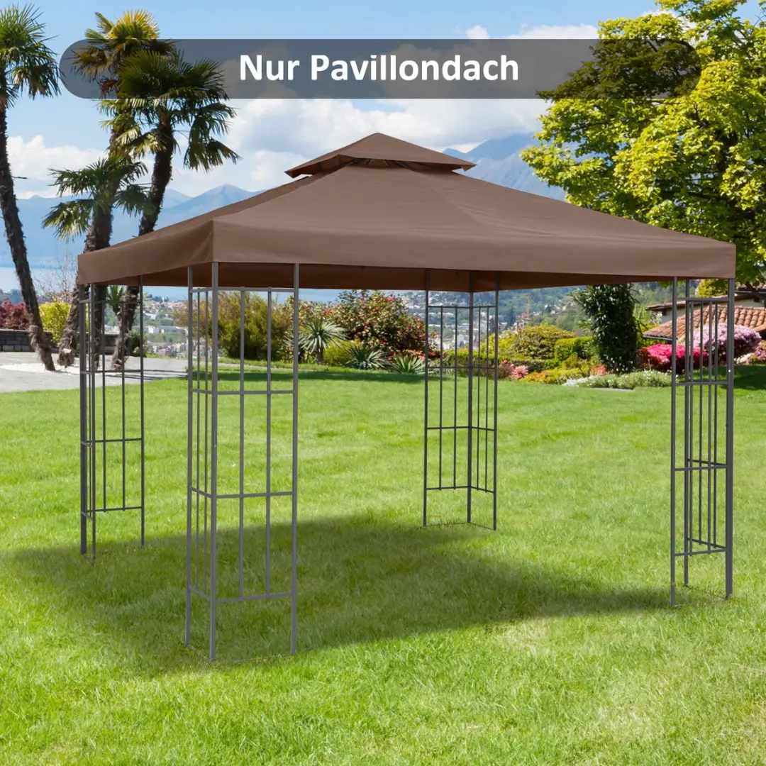 Outsunny Vervangend Dak 3x3m - Kaffee - Tuinpaviljoen - afbeelding 6 van 6