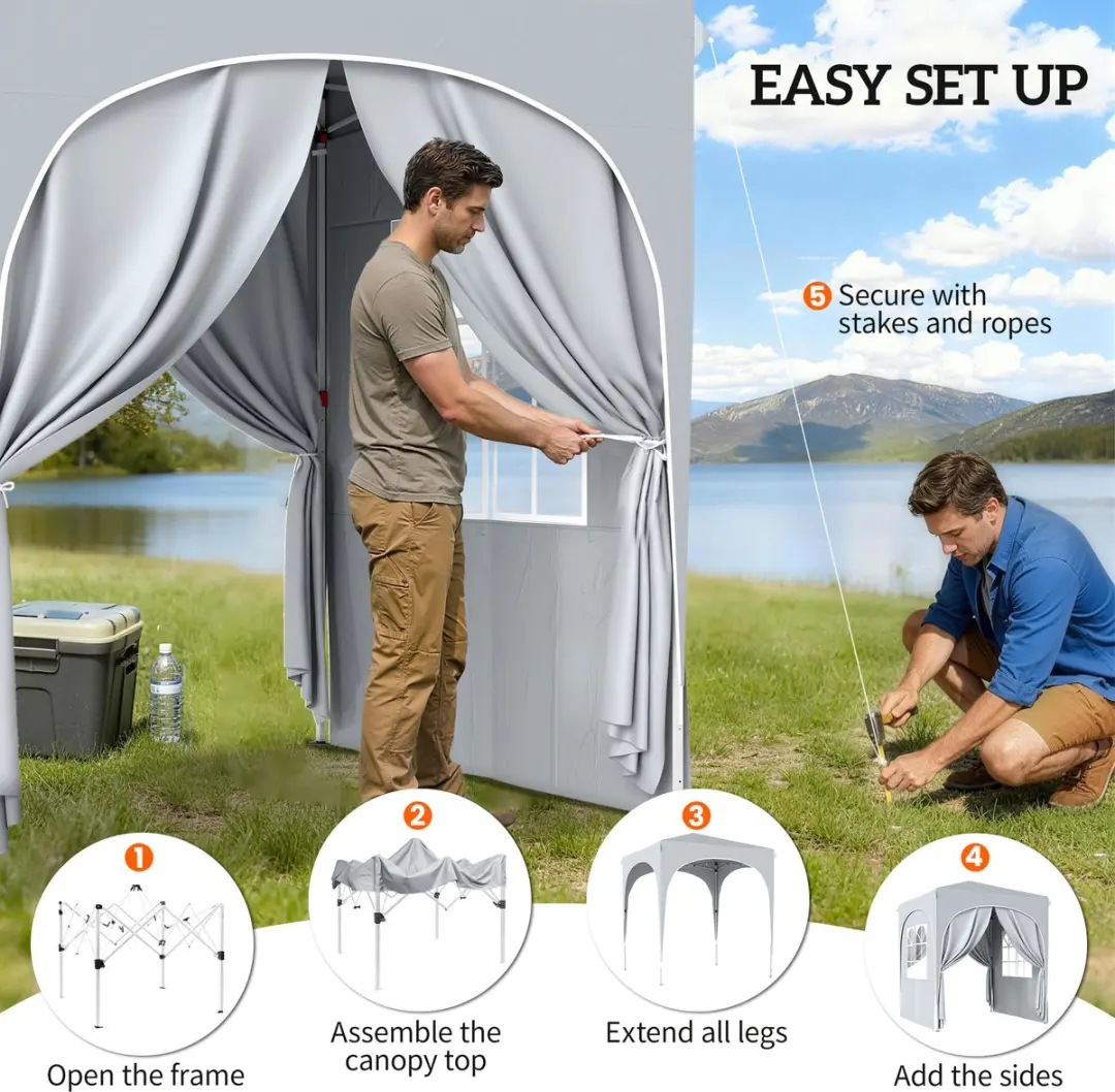 Outsunny Pop-up Canopy 203x203x251cm Lichtgrijs