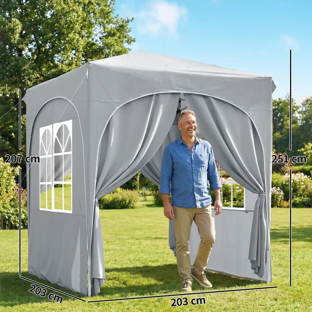 Outsunny Pop-up Canopy 203x203x251cm Lichtgrijs