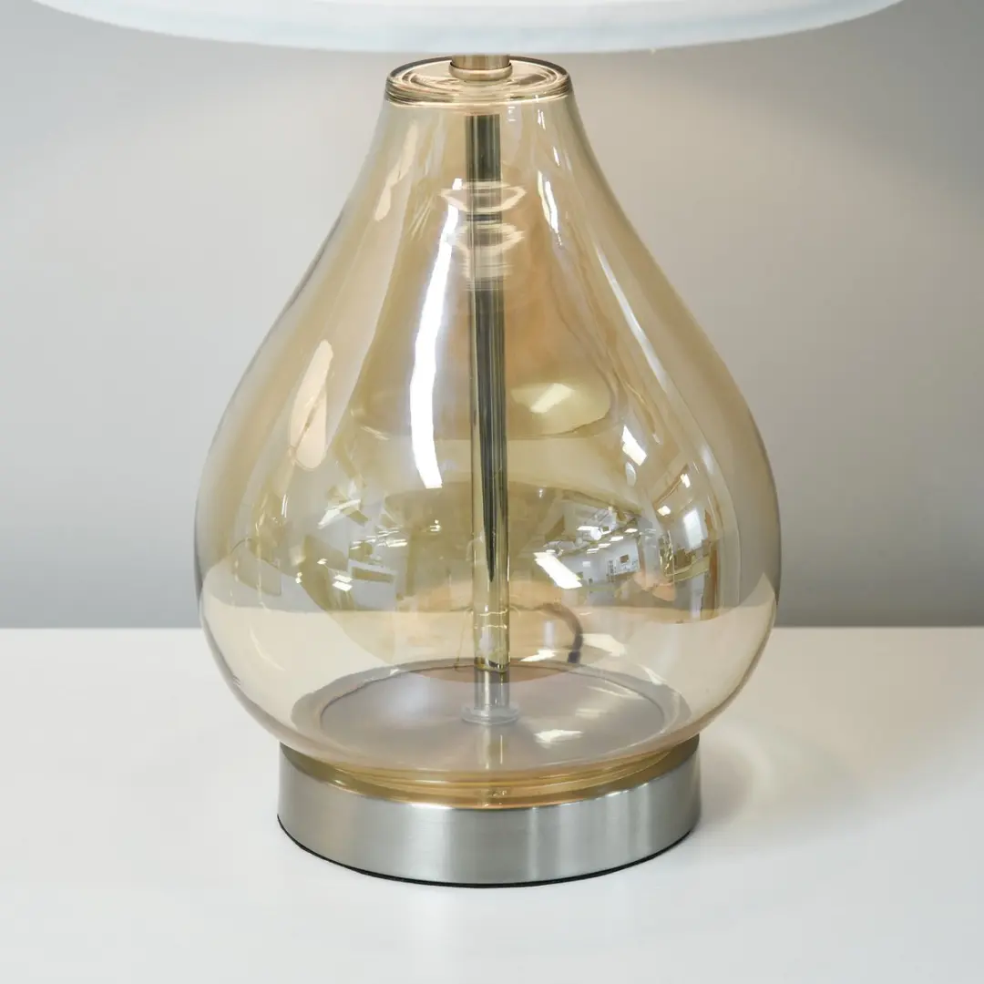 Homcom Nachttafellamp Ø30 x 56cm - 2x40W - Wit/Zilver/Amber