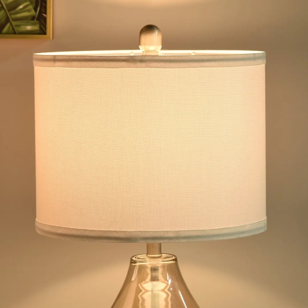 Homcom Nachttafellamp Ø30 x 56cm - 2x40W - Wit/Zilver/Amber