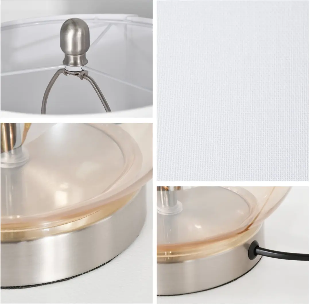 Homcom Nachttafellamp Ø30 x 56cm - 2x40W - Wit/Zilver/Amber