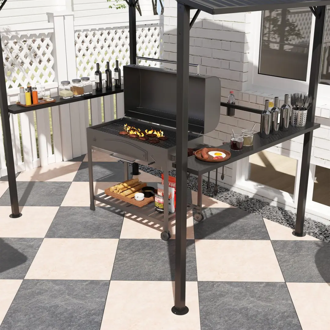 Outsunny Grillpavillon 250L x 160B x 250Hcm - Zwart