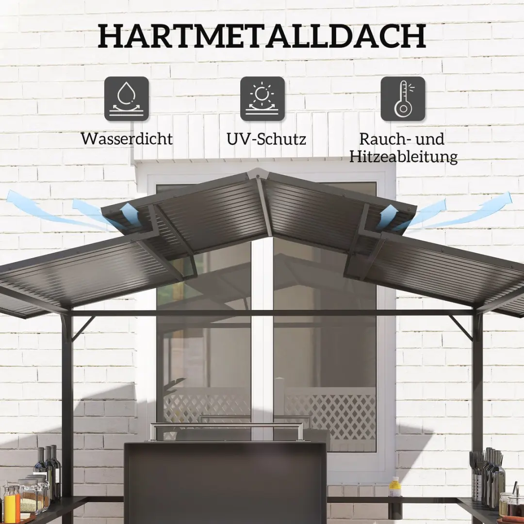 Outsunny Grillpavillon 250L x 160B x 250Hcm - Zwart