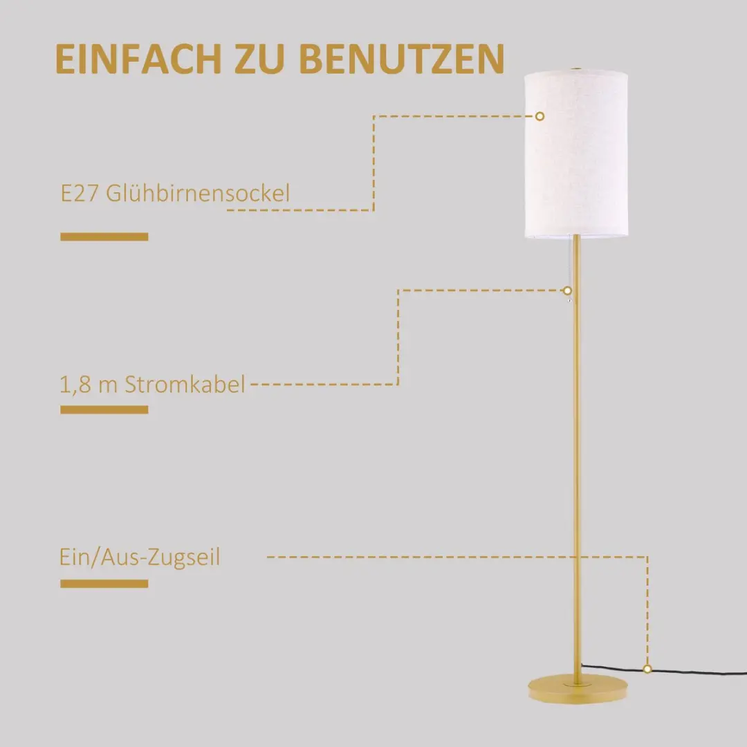 Homcom Staande Lamp Cremewit 157cm - 40W