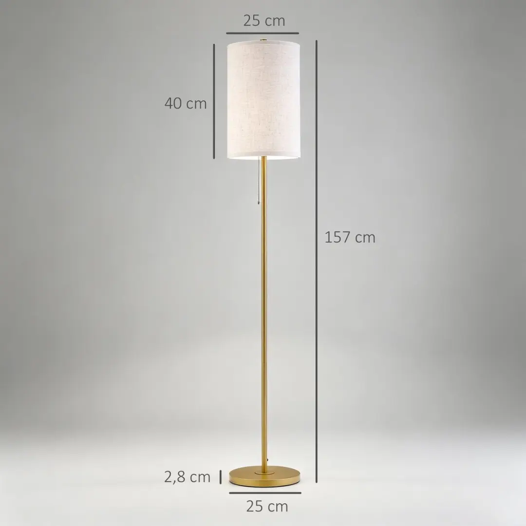 Homcom Staande Lamp Cremewit 157cm - 40W - afbeelding 6 van 6