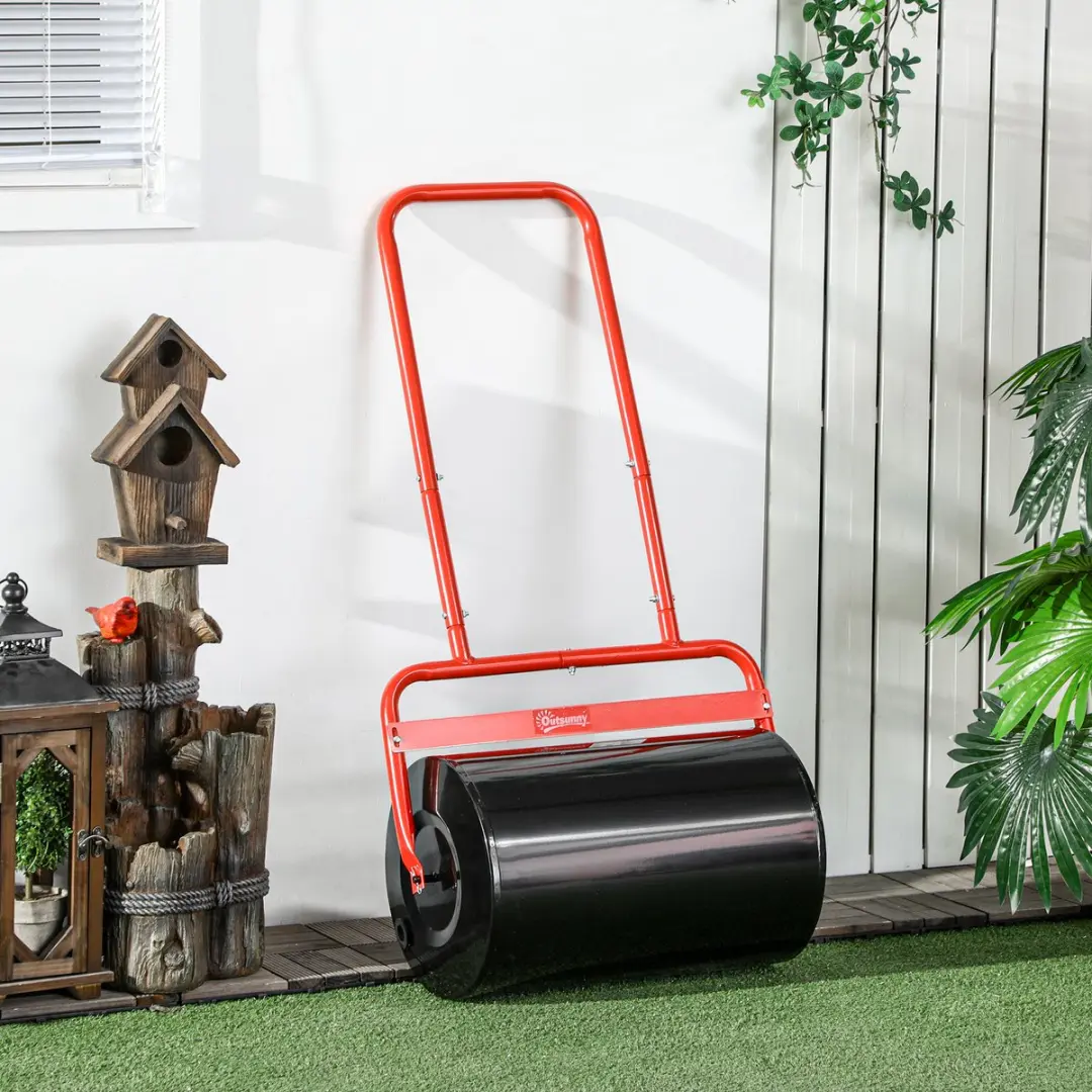 Outsunny Gazonroller - 58x32,5x113cm - Rood