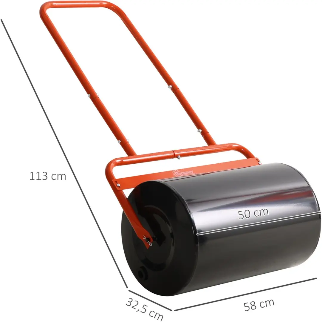 Outsunny Gazonroller - 58x32,5x113cm - Rood