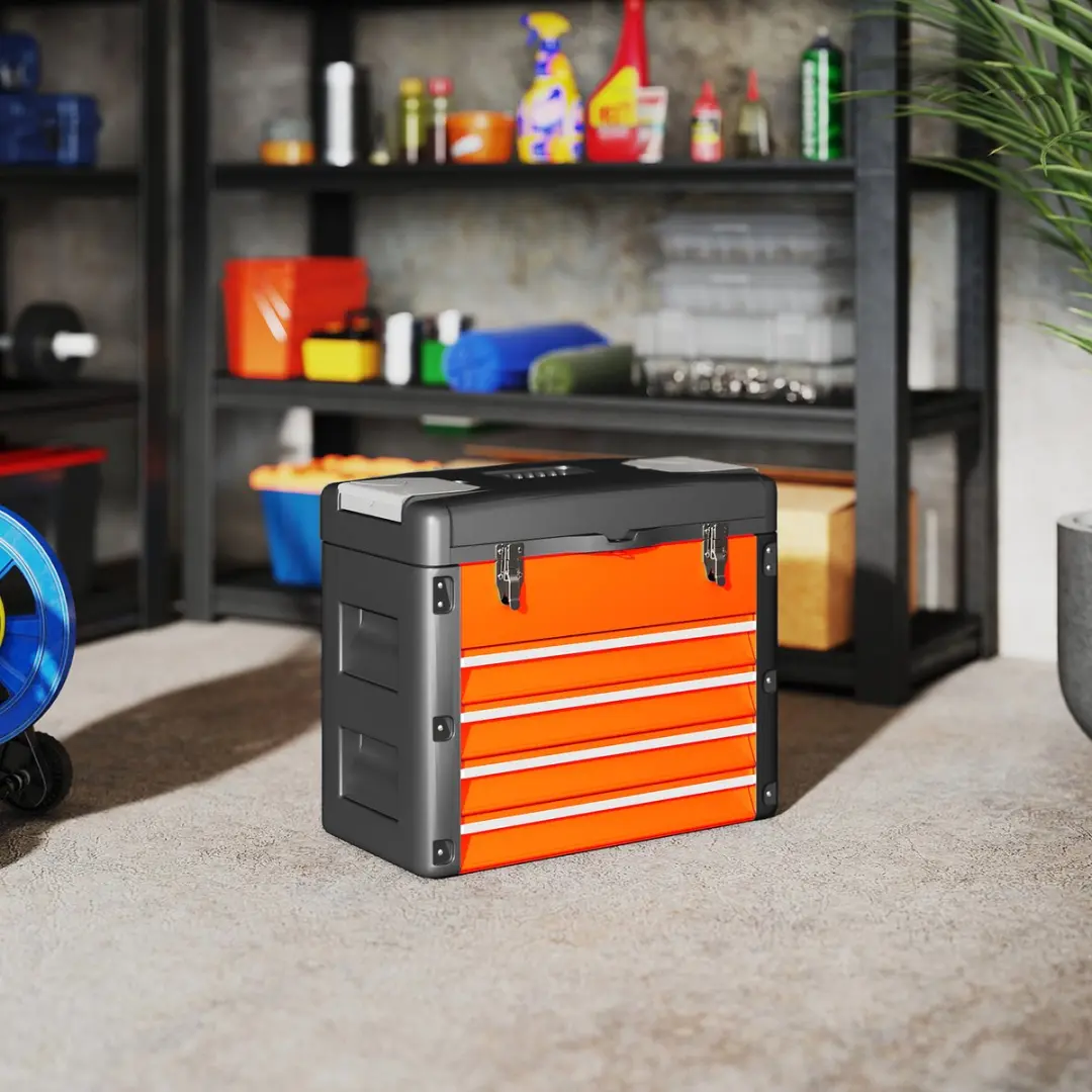 Homcom Gereedschapskist B20-110V02OG - 49,7x25,3x40,7cm - 4-delig - Oranje