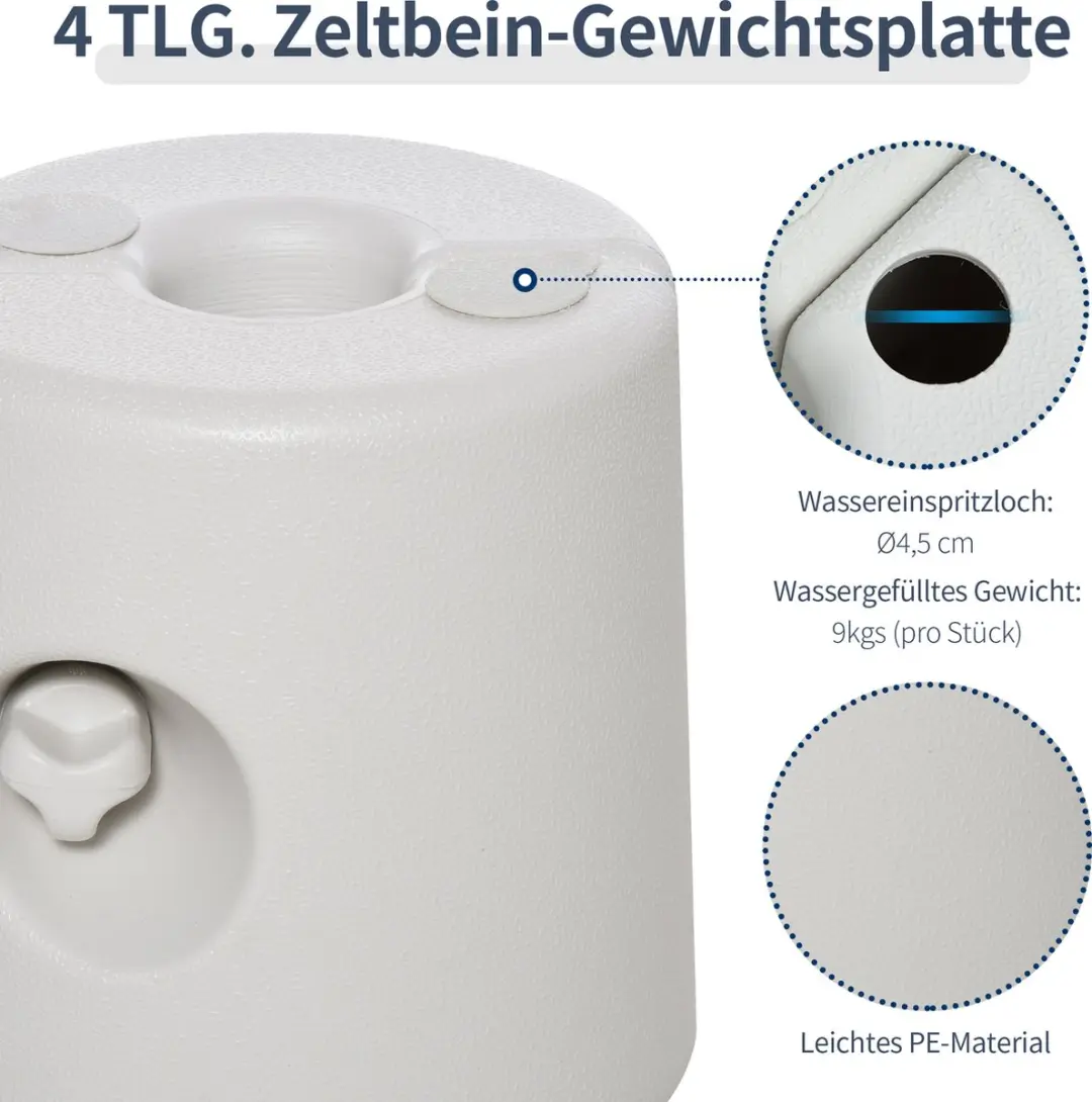 Outsunny Paviljoen Gewichten 24cm - 4 Stuks - Wit