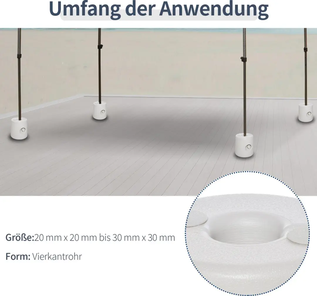 Outsunny Paviljoen Gewichten 24cm - 4 Stuks - Wit