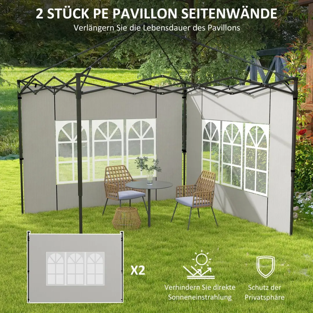 Outsunny Paviljoen Zijpanelen 293x193cm - Wit