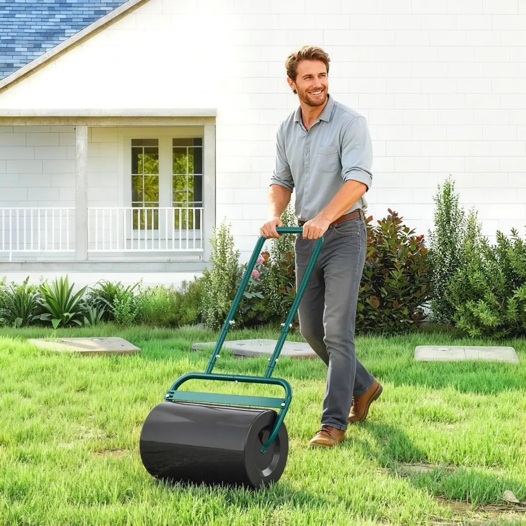 Outsunny Gazonroller 58x32,5x113cm - Donkergroen