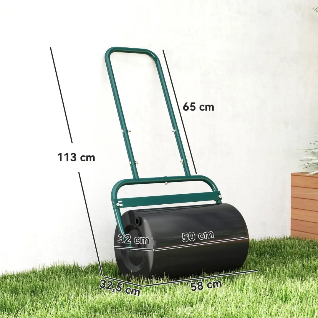 Outsunny Gazonroller 58x32,5x113cm - Donkergroen