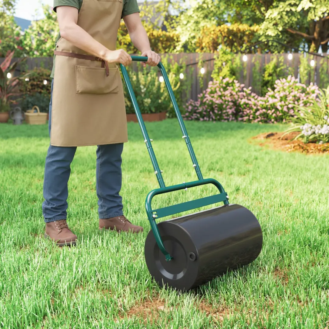 Outsunny Gazonroller 58x32,5x113cm - Donkergroen