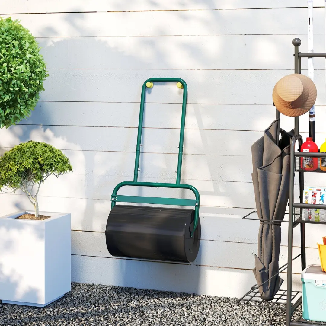 Outsunny Gazonroller 58x32,5x113cm - Donkergroen