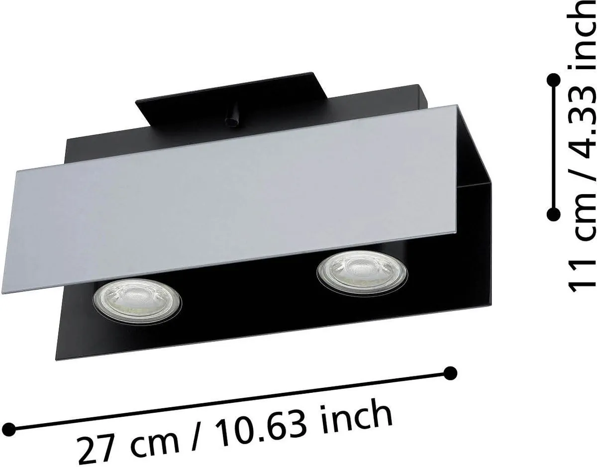 Eglo Viserba Plafondlamp GU10 - 27cm - Zwart/Wit
