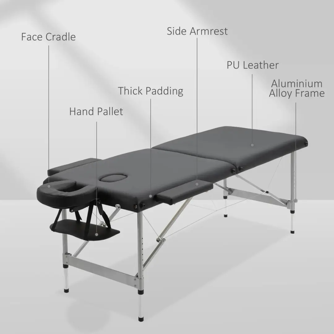 Homcom Massagetafel inklapbaar - Zwart