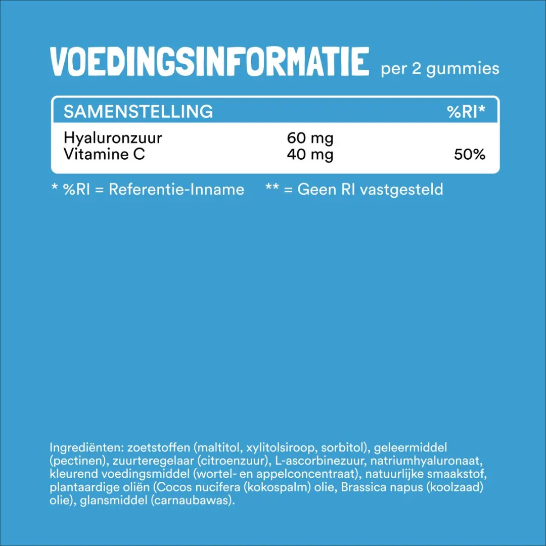 Yummygums Glowing Skin Suikervrije Gummies 60 Stuks - 150g