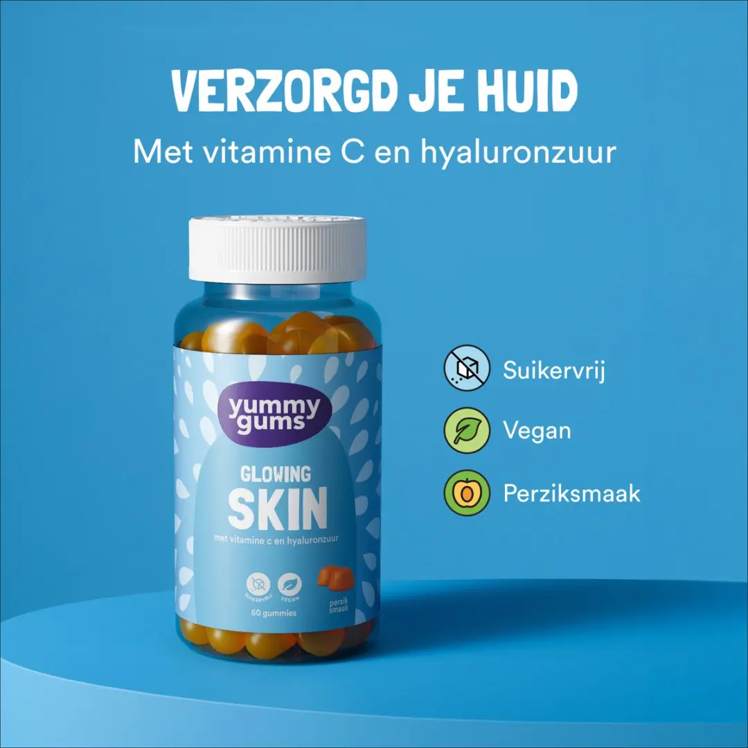 Yummygums Glowing Skin Suikervrije Gummies 60 Stuks - 150g