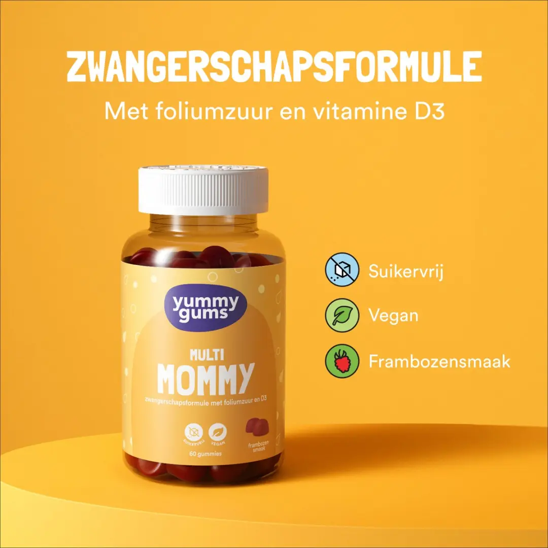 Yummygums MOMMY Gumms Foliumzuur Suikervrij 60 Gummies