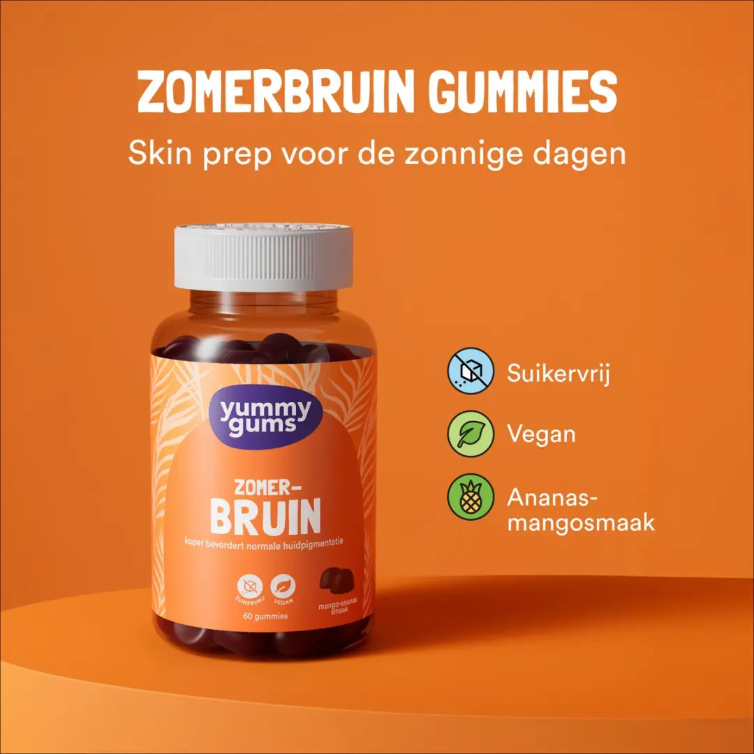 Yummygums Tanning Gummies Suikervrij - 60 Stuks