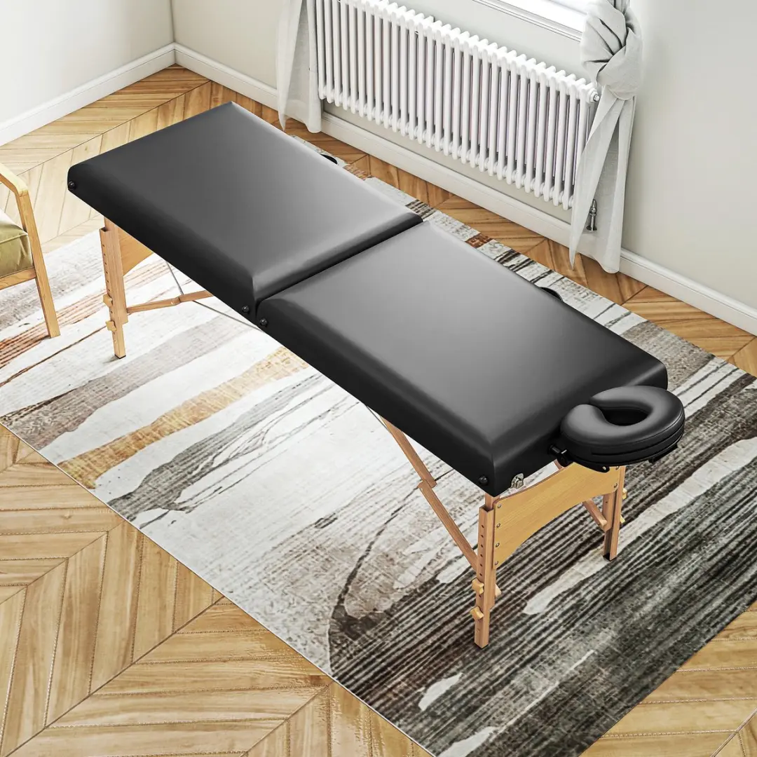 Homcom Massagetafel Kunstleder 215x70cm - 61-86cm Hoogte - Zwart