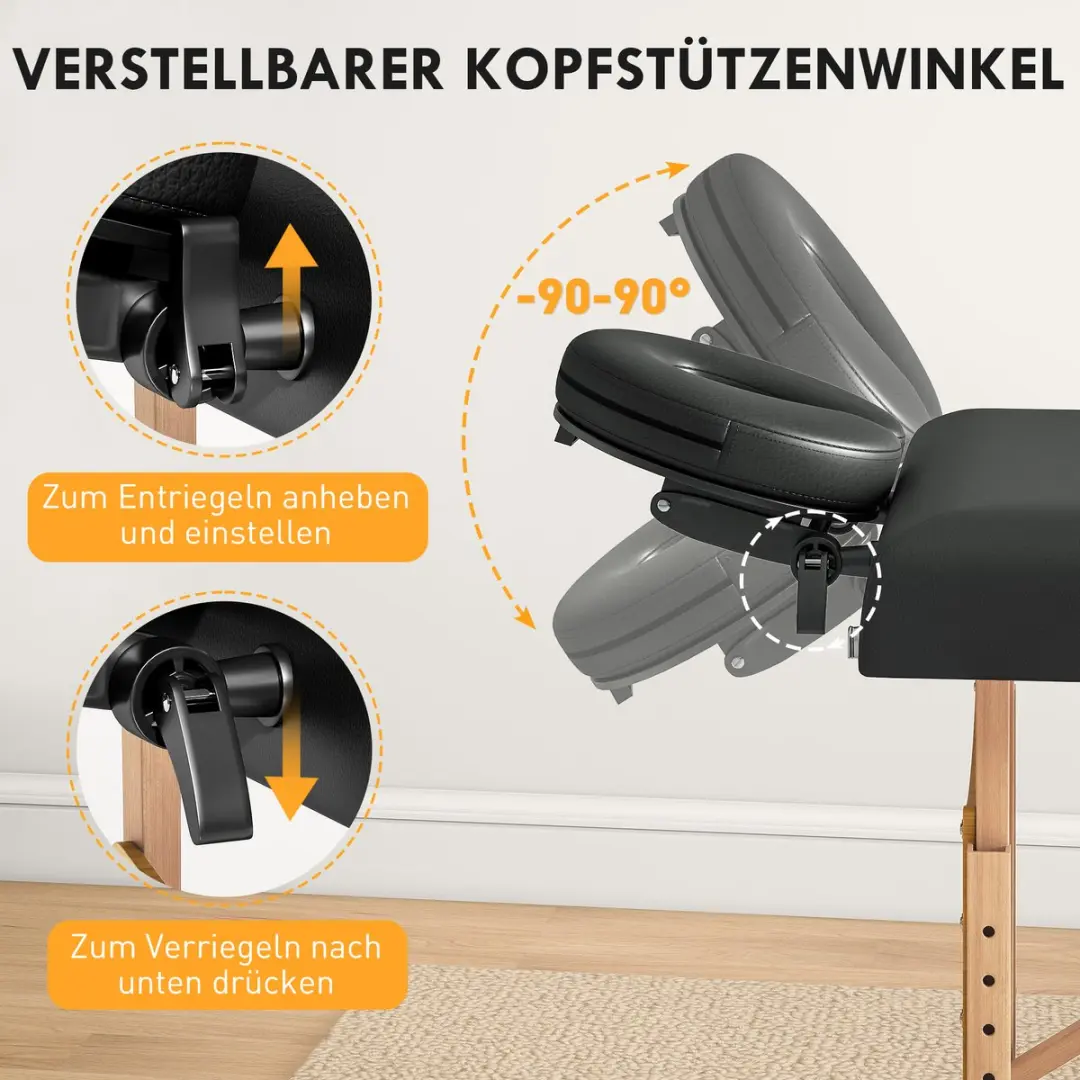 Homcom Massagetafel Kunstleder 215x70cm - 61-86cm Hoogte - Zwart