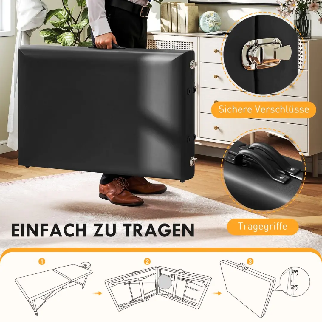 Homcom Massagetafel Kunstleder 215x70cm - 61-86cm Hoogte - Zwart