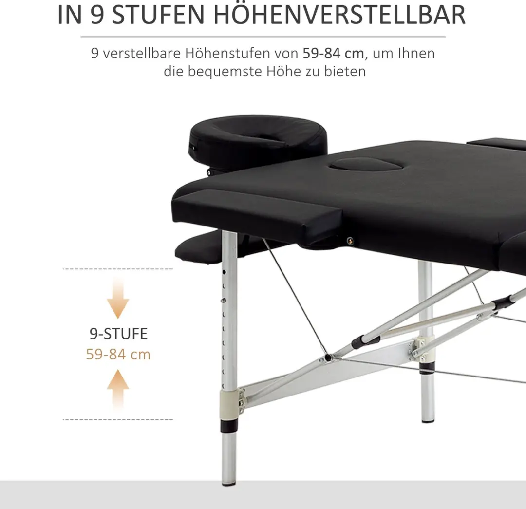 Homcom Massagetafel Kunstleer 210x90cm Zwart - afbeelding 6 van 6