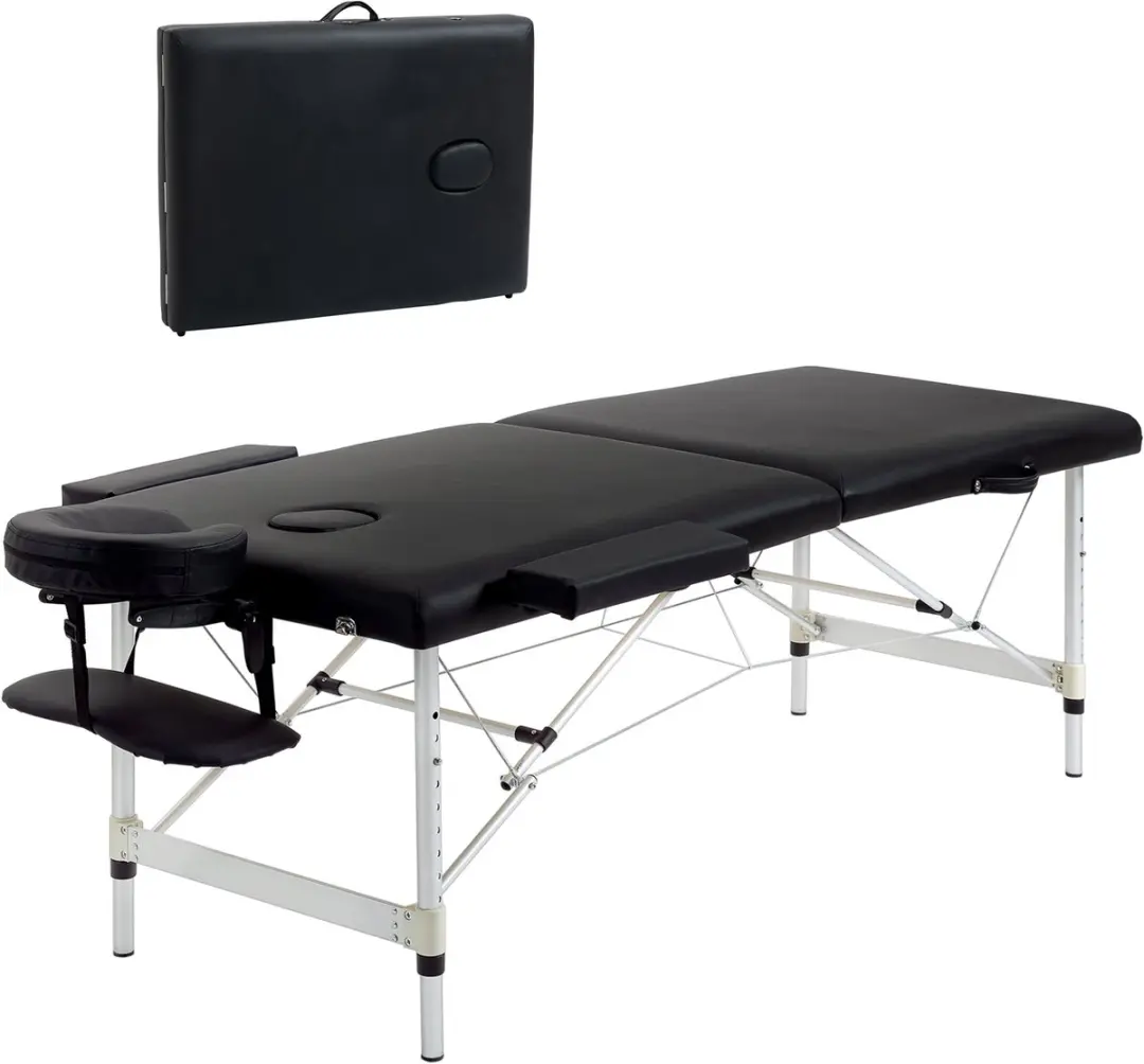 Homcom Massagetafel Kunstleer 210x90cm Zwart
