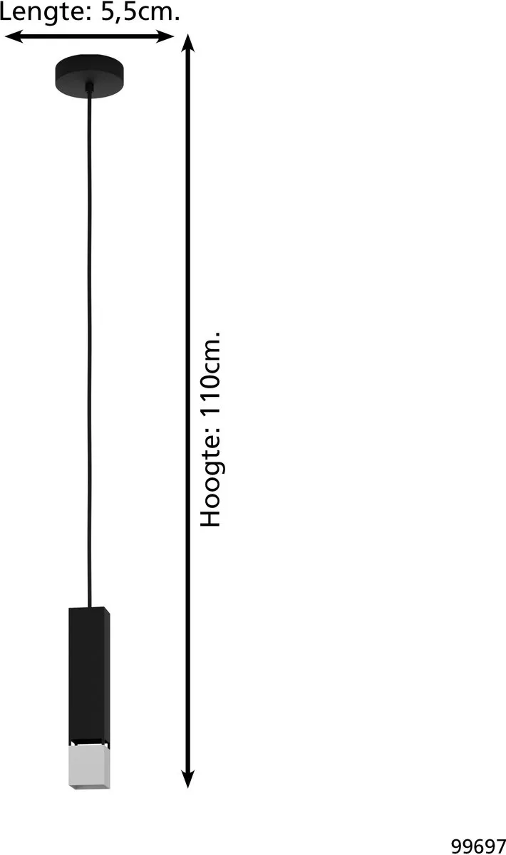 Eglo Butrano Hanglamp GU10 - Zwart/Zilver