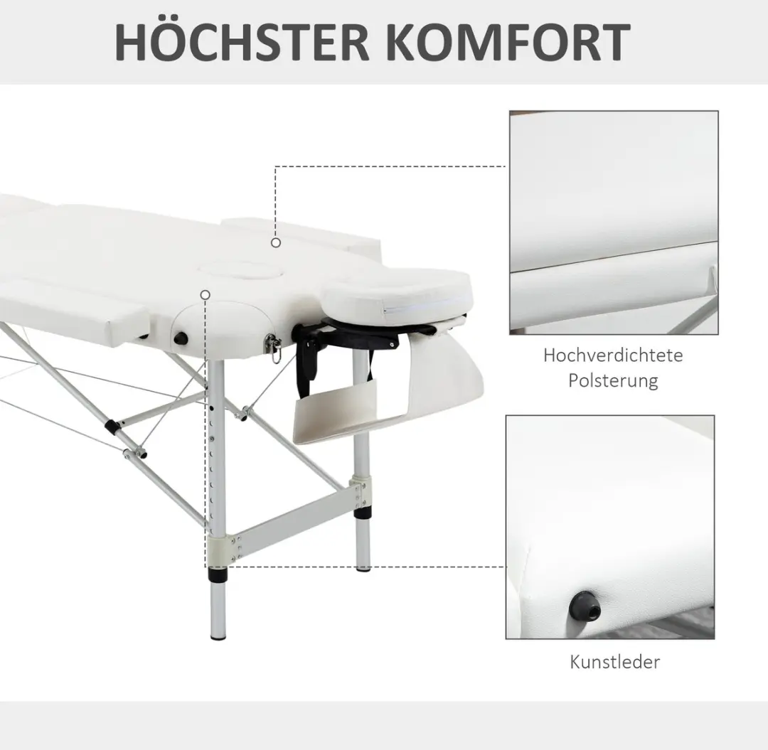 Homcom Massagetafel Aluminium - Wit - afbeelding 6 van 6