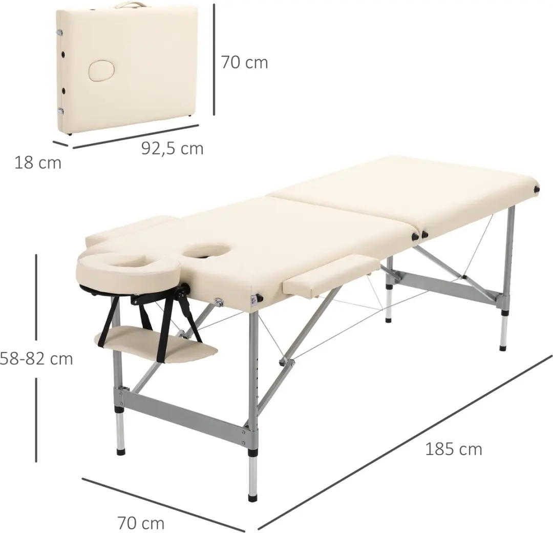 Homcom Massagetafel Aluminium - 185x70cm Beige