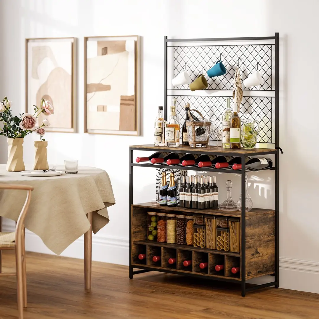 Homcom Keukenopbergrek 14 Vakken - 96,5x38x165cm - Rustiek bruin