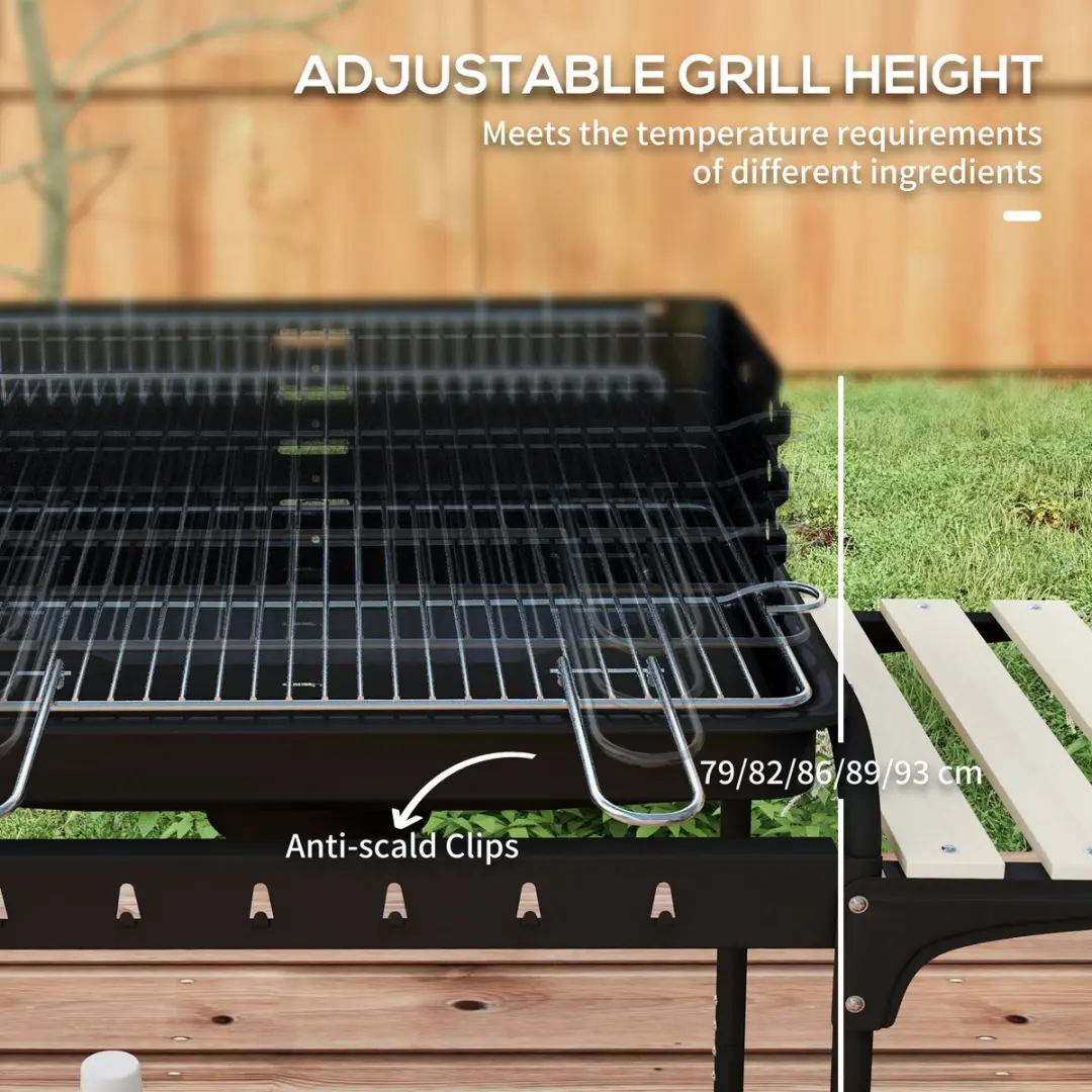 Outsunny Houtskoolbarbecue 103x47x95cm - Zwart