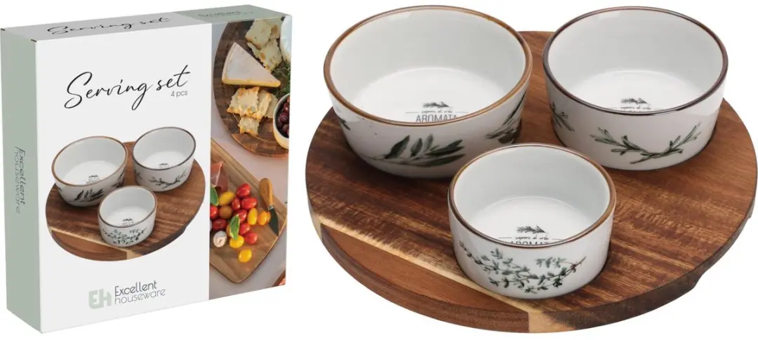 Excellent Houseware Tapas Plateau 21cm - 4 Stuks - Aardewerk - Kleurenmix