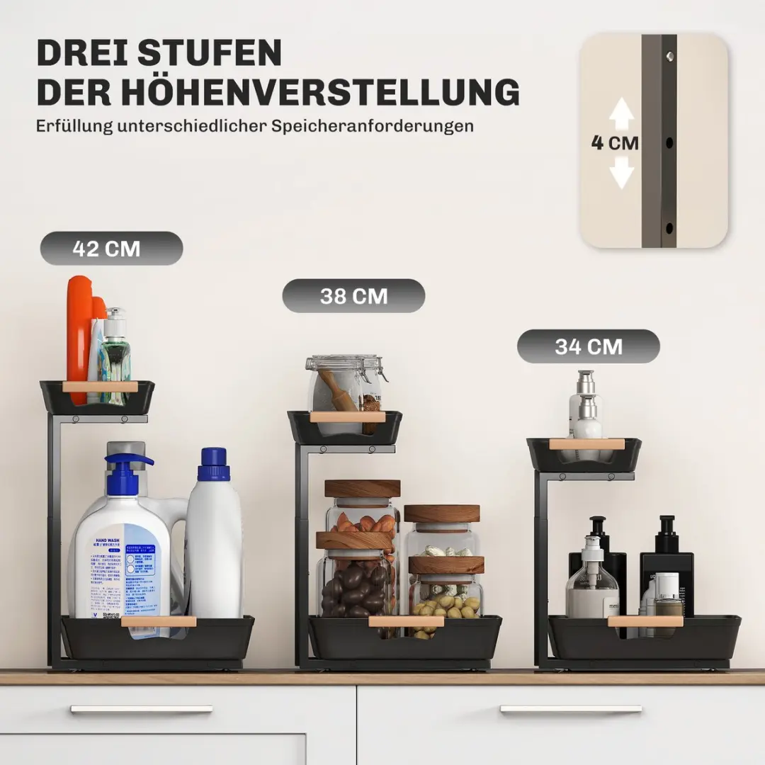 Homcom Keukenopbergrek Metaal 40x30x42cm - Zwart